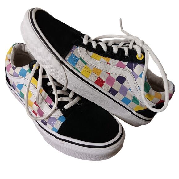 Vans Old School Sneakers Womens 6.5 Rainbow Checkerboard Off The Wall - Picture 2 of 9